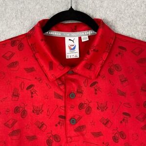 PUMA Volition America Shirt Mens M Block Party Golf Polo All Over Print